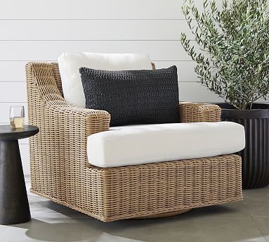 Huntington All-Weather Wicker Slope Arm Swivel Lounge Chair | Pottery Barn