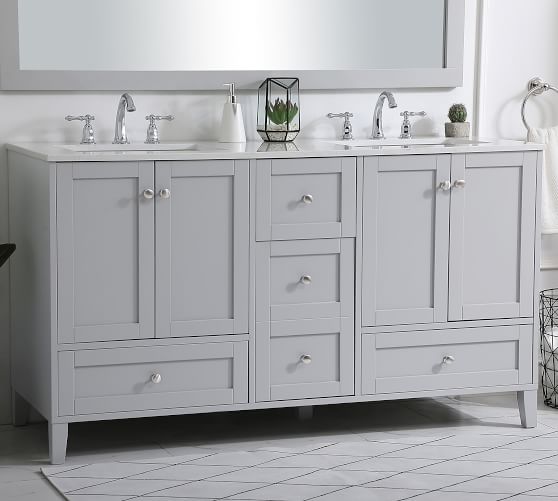 Moro 60 Double Sink Vanity Pottery Barn, What Size Should A Double Vanity Be