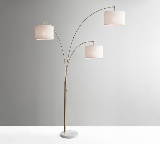 Locke 3 Arm Marble Arc Floor Lamp Pottery Barn Locke 3 Arm Marble Arc Floor Lamp, 3 Light Arched Floor Lamp