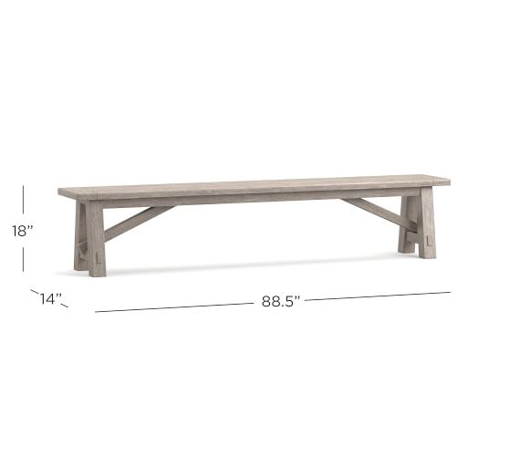 Toscana Dining Bench Pottery Barn, What Size Bench For 84 Inch Table