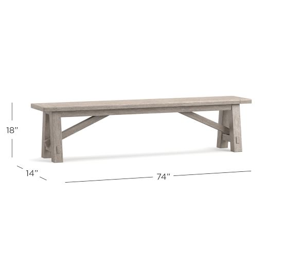 Toscana Dining Bench Pottery Barn, What Size Dining Bench For 84 Table