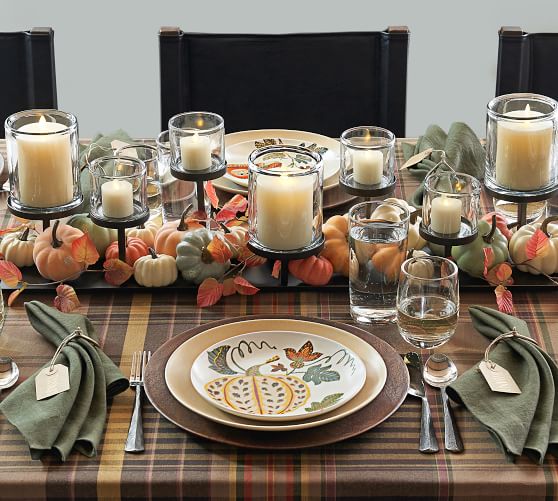 New Set of 6 MINI Fall GRAY Buffalo Plaid ✔ Pumpkins Tabletop Decor Vase Filler 