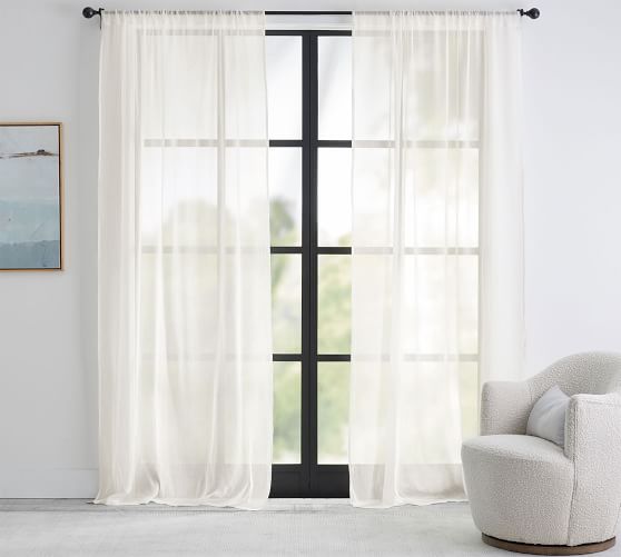 Classic Voile Sheer Curtain Pottery Barn, What Size Voile Curtains Do I Need