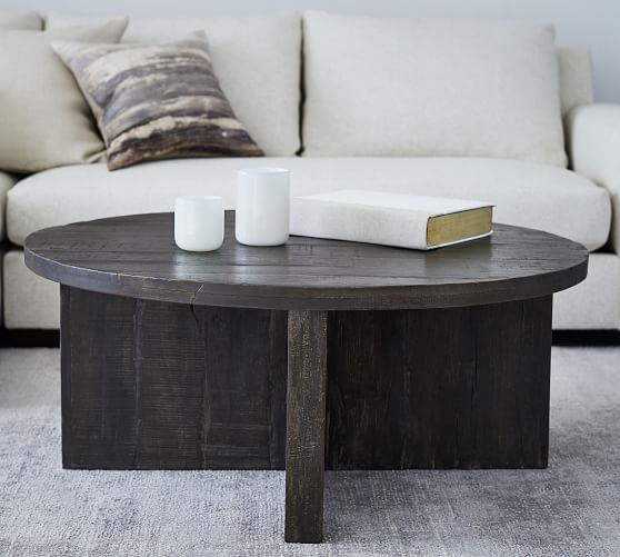Rocklin 42 Round Reclaimed Wood Coffee, Light Wood Round Coffee Table With Black Legs