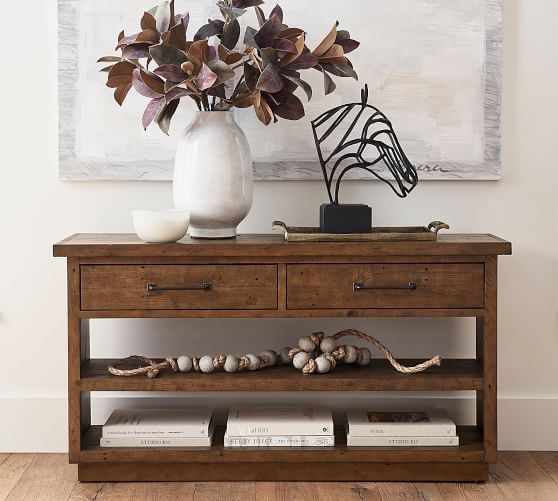 Novato 56 Reclaimed Wood Console Table, Rustic Wood Console Table With Drawers