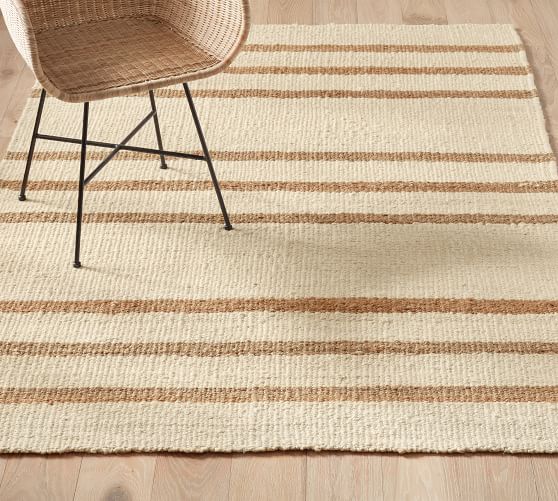 Danton Striped Jute Rug Swatch, Brown And White Striped Rug