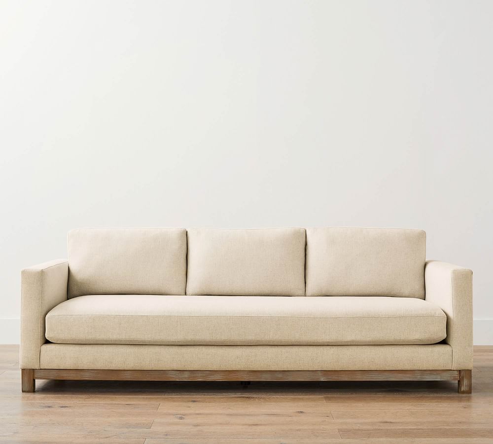 A pottery barn Jake Upholstered Sofa with Wood Base