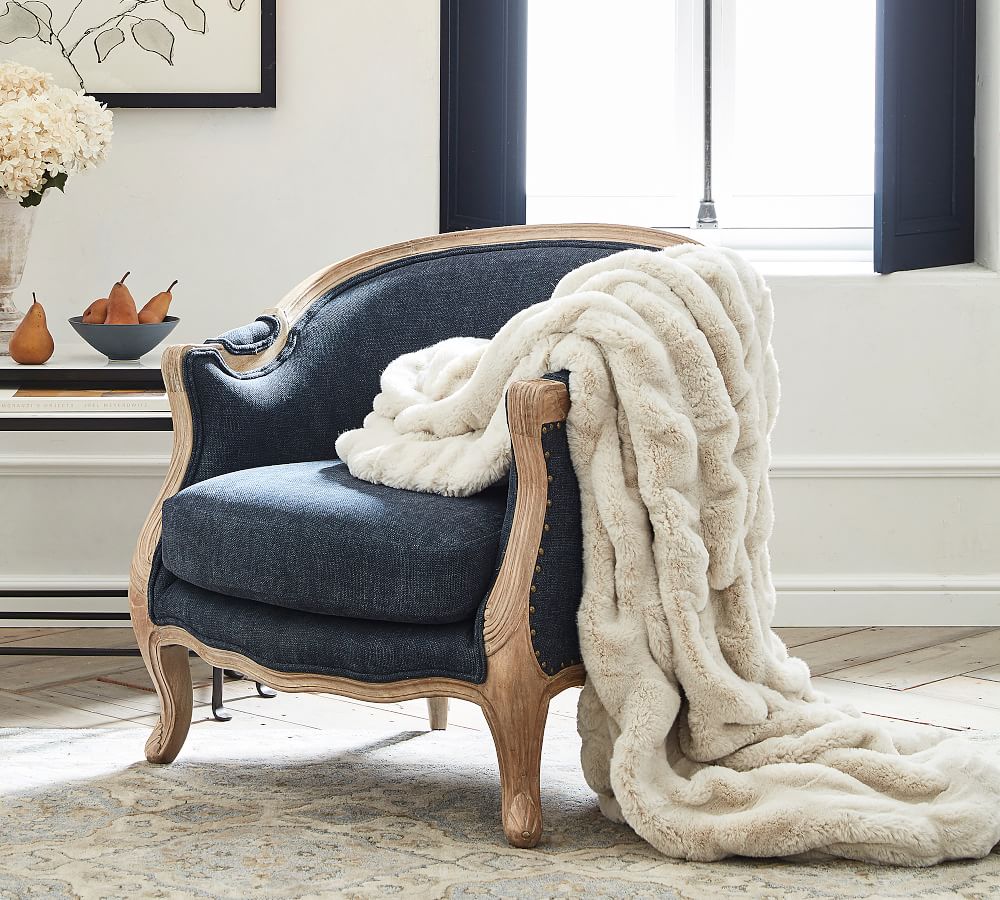 Faux Fur Ruched Throw Blankets Pottery Barn