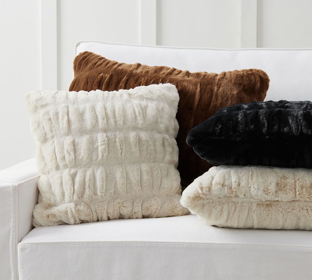 Faux Fur Ruched Pillow Covers Pottery Barn