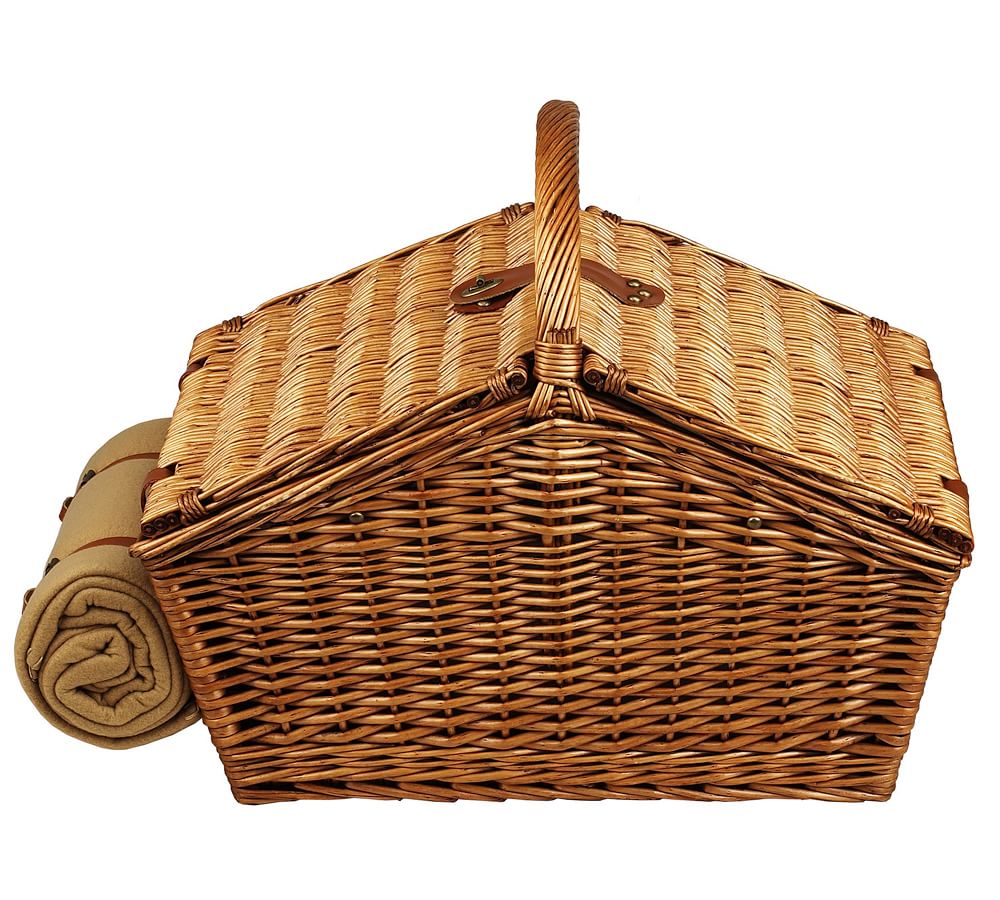 Winslow Woven Willow Picnic Basket Set for 4 Pottery Barn