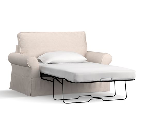 PB Comfort Roll Arm Slipcovered Twin Sleeper Sofa with Memory Foam Mattress  | Pottery Barn