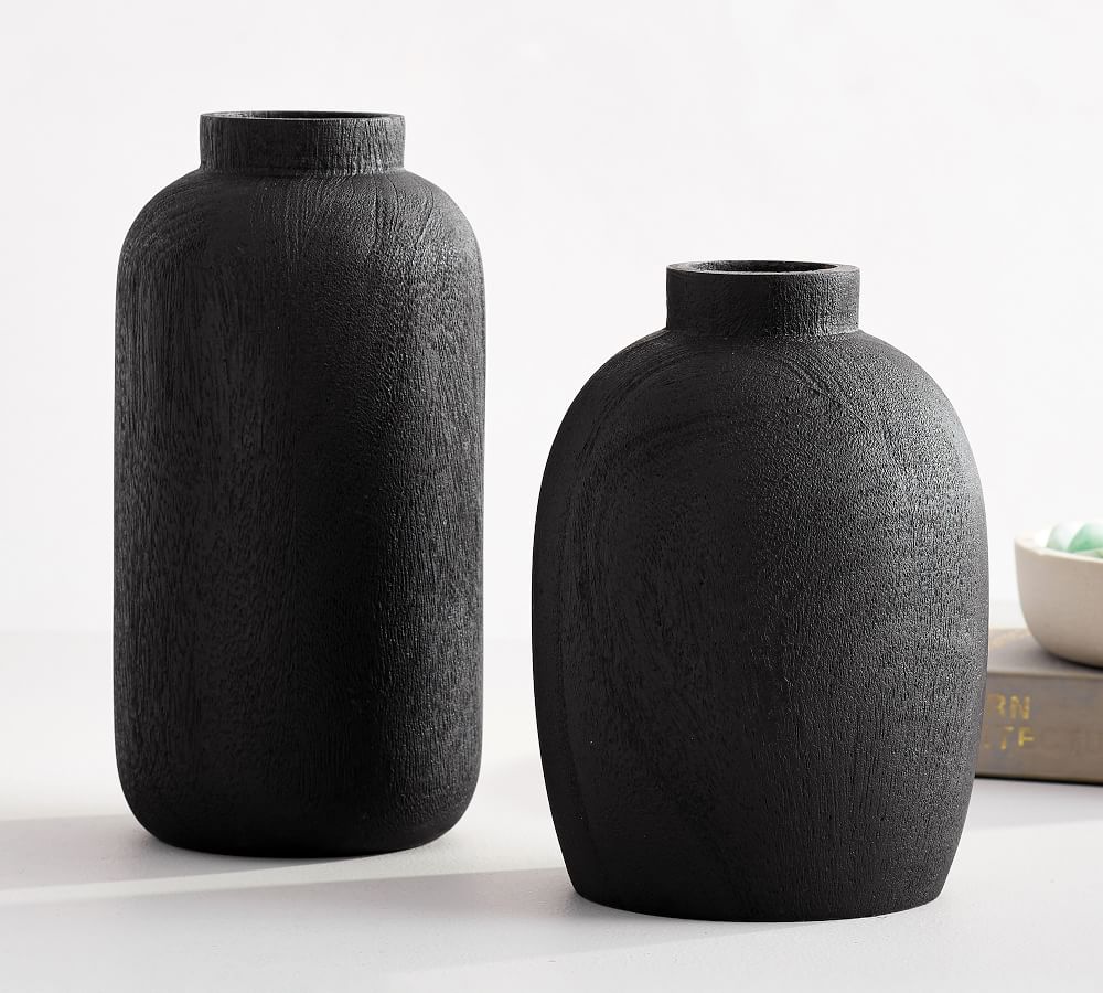 Ваза (черный). Ваза из черного дерева. Дизайнерские черная ваза камень. Вазы с песком.