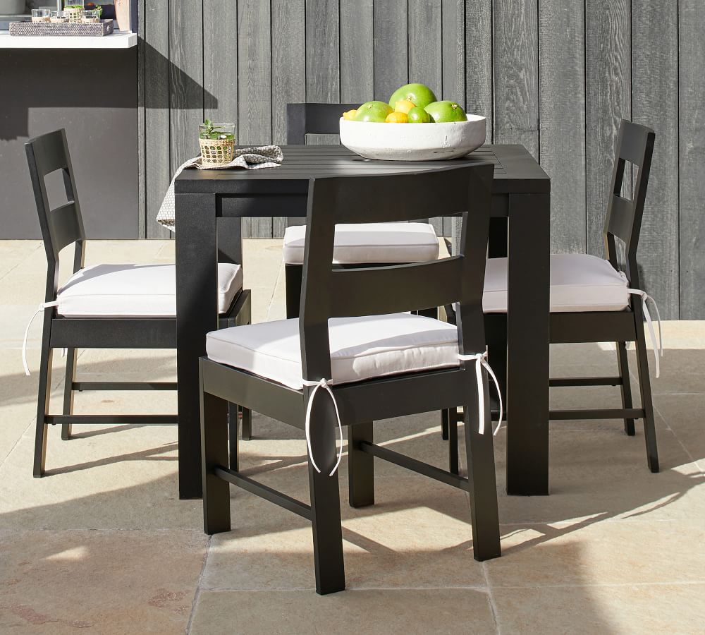 Malibu 36" Metal Square Dining Table, Black Pottery Barn