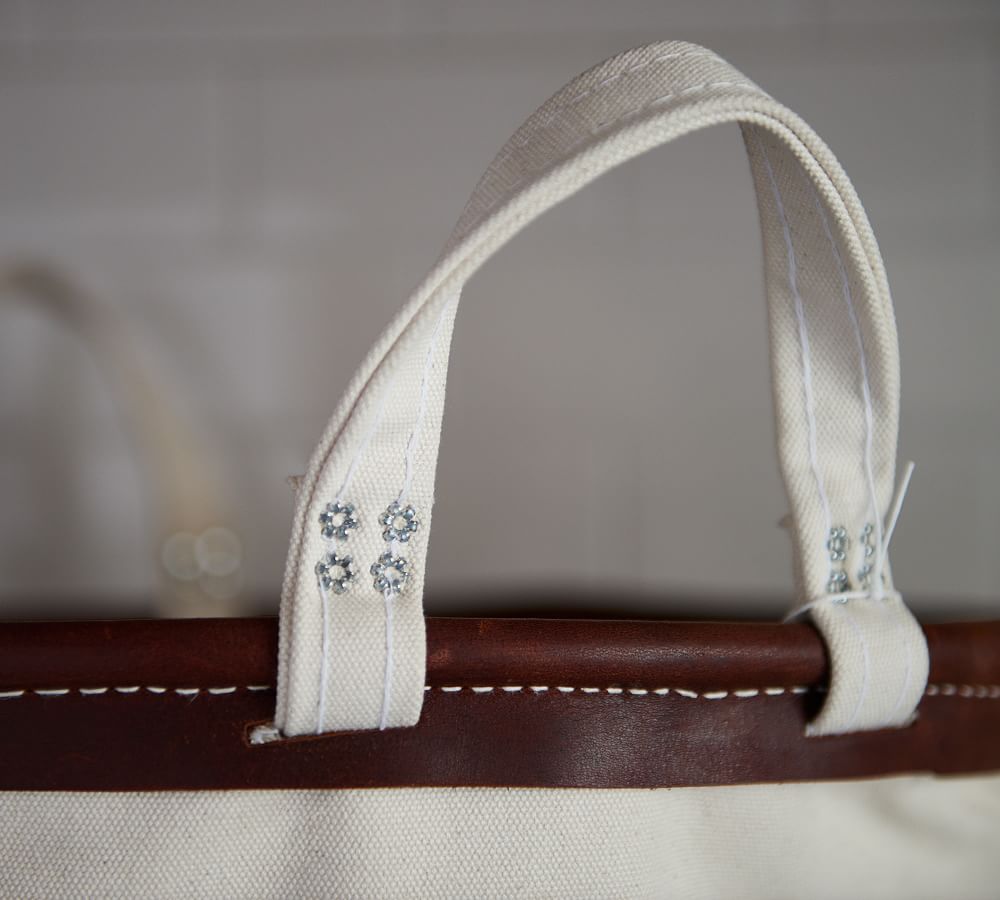 Small Rectangle Canvas Laundry Basket with Wheels Pottery Barn