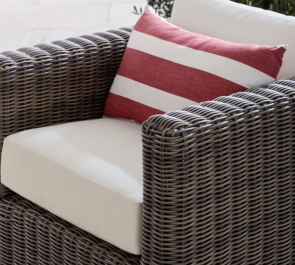 Huntington AllWeather Wicker Square Arm Lounge Chair Pottery Barn