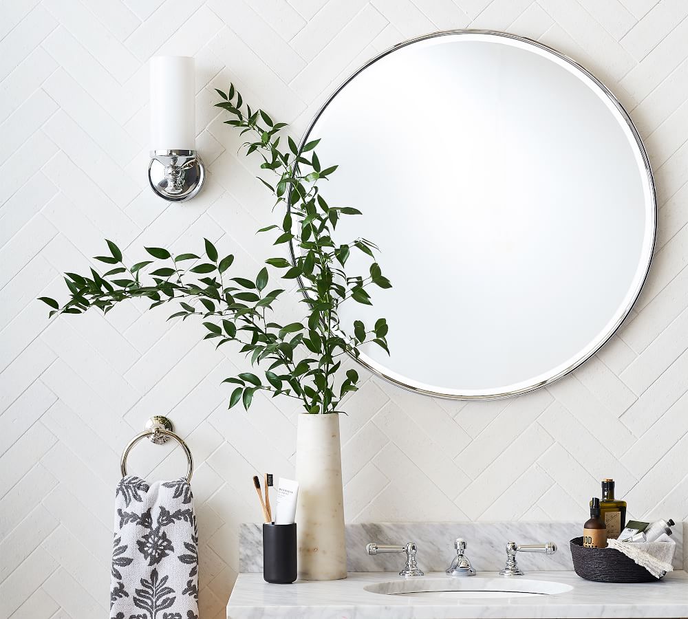 Vintage Round Mirror with DRing Mount Pottery Barn