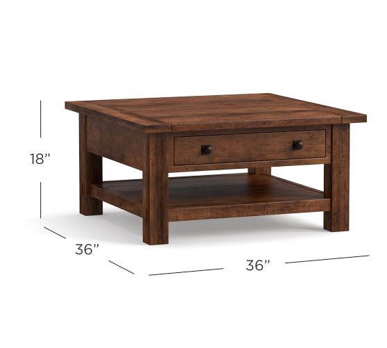Benchwright 36 Square Coffee Table, 18 Inch Deep Coffee Table
