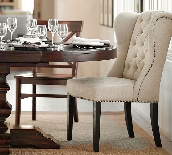 Thayer Tufted Wingback Dining Chair, Upholstered Dining Chair Pottery Barn