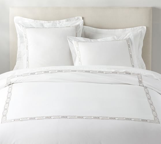 Midnight Rope Embroidered Organic, Pottery Barn Pearl Embroidered Duvet Cover