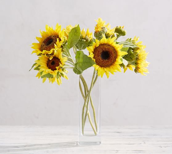 NEW Pottery Barn Cheerful 1 Stem Faux Blooming Sunflower Spring Summer Autumn 