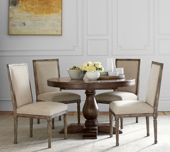 Lorraine Round Pedestal Extending, Modern Round Dining Table With Leaf Extension