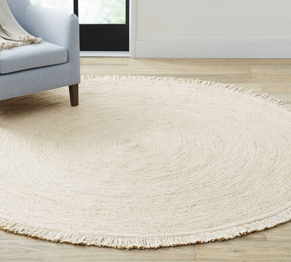 Fringed Braided Round Jute Rug Pottery Barn