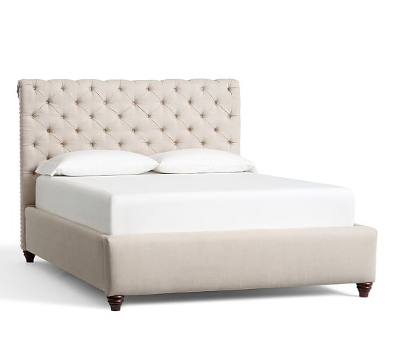 Chesterfield Tufted Upholstered Bed, Pottery Barn Headboard Queen