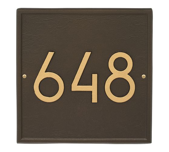 Art Deco Square Style House Number Address Plaque Personalised With Your Text 