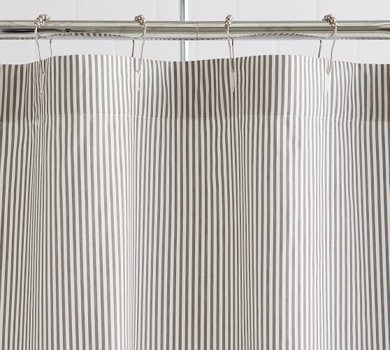 Wheaton Striped Organic Shower Curtain, Wide Horizontal Striped Shower Curtains