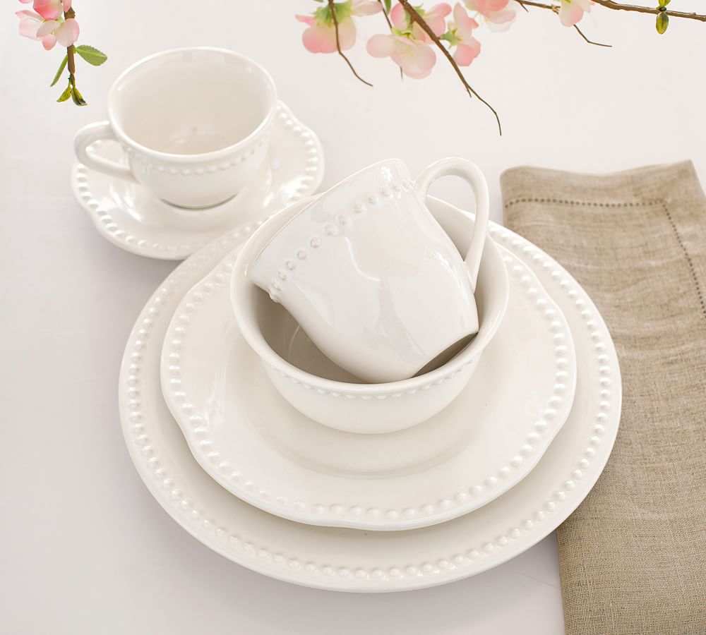 Emma Beaded Stoneware Cup and Saucer Sets Pottery Barn