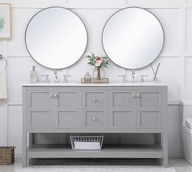 Reeves 60 Double Sink Vanity Pottery, 60 Inch Vanity Double Sink With Mirrors