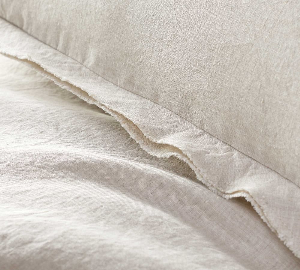 Belgian Flax Linen Double Flange Solid Duvet Cover Natural Pottery Barn