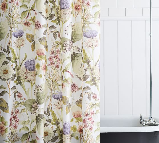 Thistle Organic Shower Curtain, Toile Shower Curtain Rede