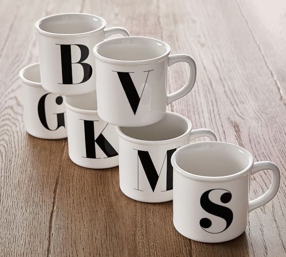 Williams Sonoma White Monogram Initial Coffee Mini Mug Cup Letter C only 