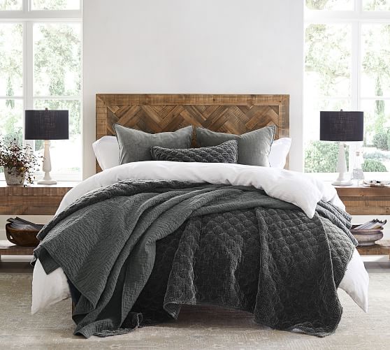 Full/Queen Details about   Pottery Barn Charcoal Belgian Flax Linen Handcrafted Quilt 