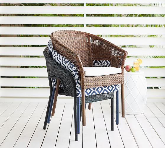 Palmetto Indoor Outdoor All Weather, Stackable Wicker Chairs With Cushions