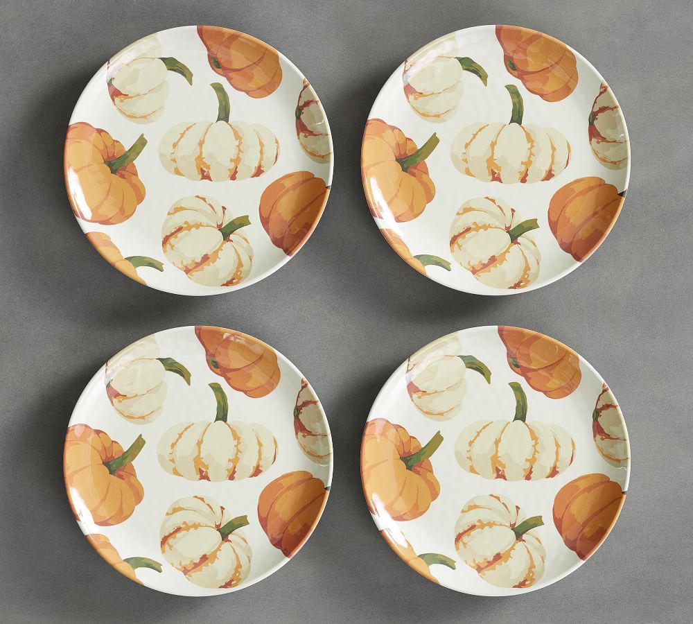 Scattered Pumpkin Melamine Salad Plate, Set of 4 | Pottery Barn