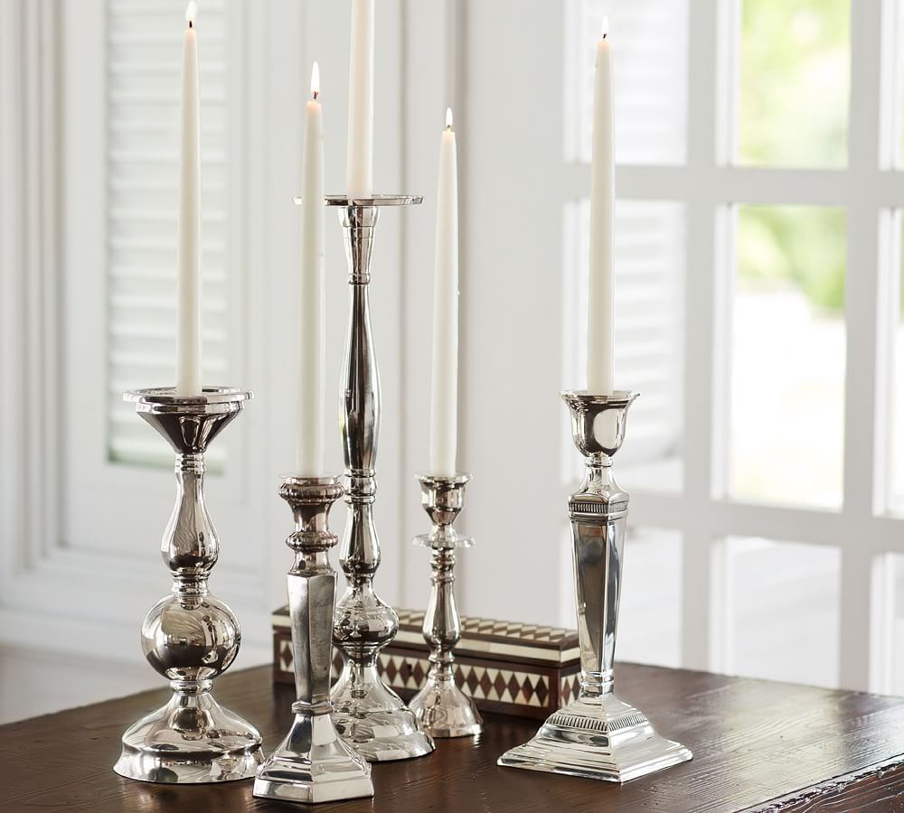 Eclectic SilverPlated Candlesticks Pottery Barn