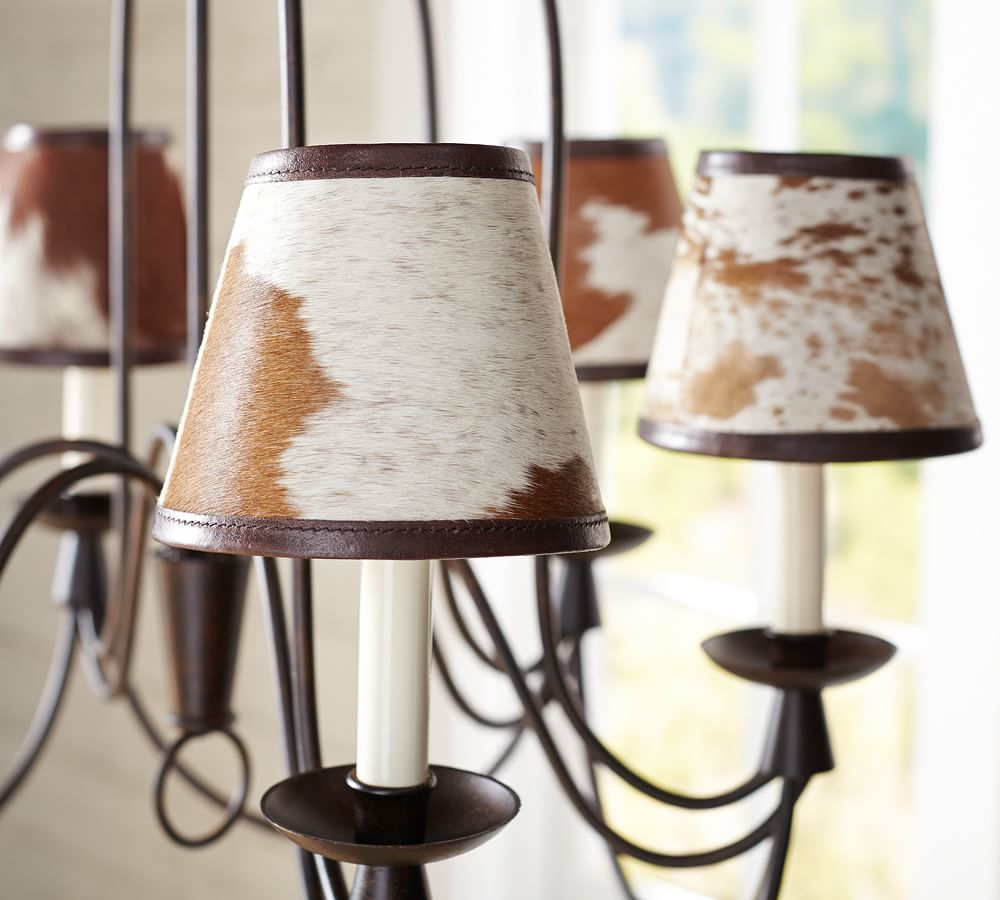 Pottery Barn Rustic Cabin Country Basic Cowhide Lamp Light SHADE Small Brown 