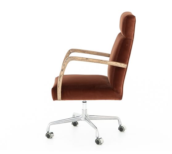 rust velvet office chair