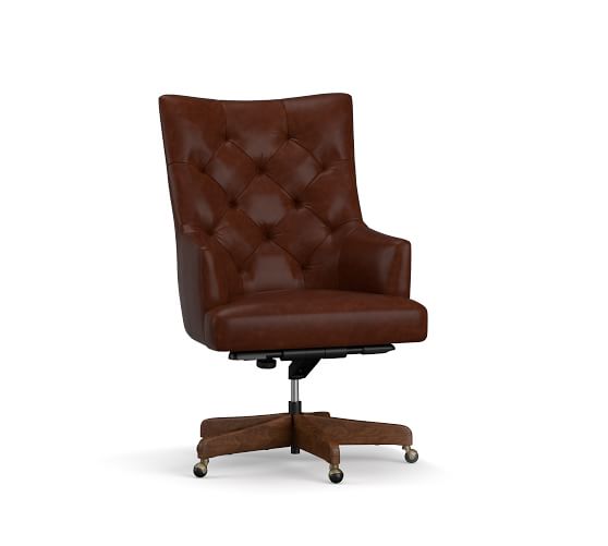 Radcliffe Tufted Leather Swivel Desk, Best Tufted Office Chair