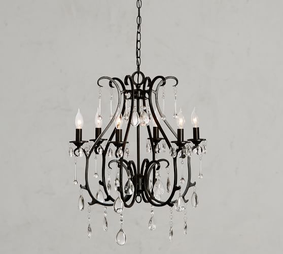 Celeste Crystal Chandelier Pottery Barn, Large Wrought Iron Crystal Chandelier