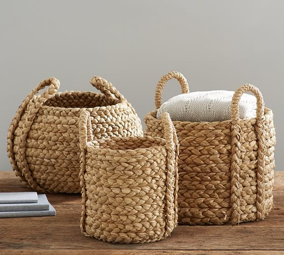 Beachcomber Round Handled Storage, Large Round Wire Baskets With Handles And Lids