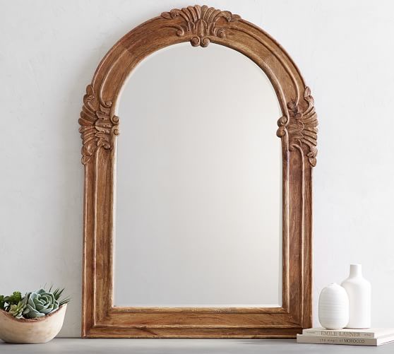 Mendosa Arch Wood Wall Mirror Pottery, Wooden Arch Wall Mirror