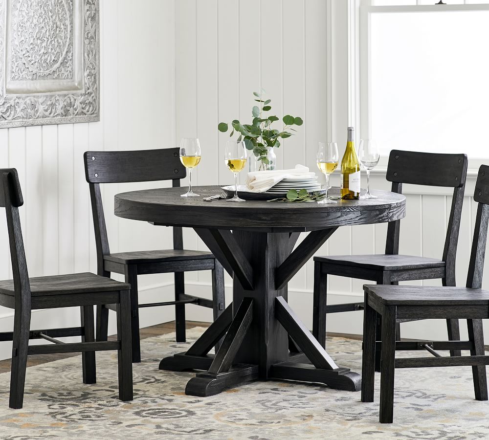 Bench Write.table Benchwright Round Pedestal Extending Dining Table | Pottery Barn