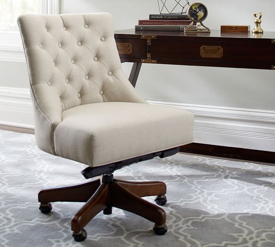 Hayes Tufted Swivel Desk Chair, Wooden Swivel Desk Chair With Wheels