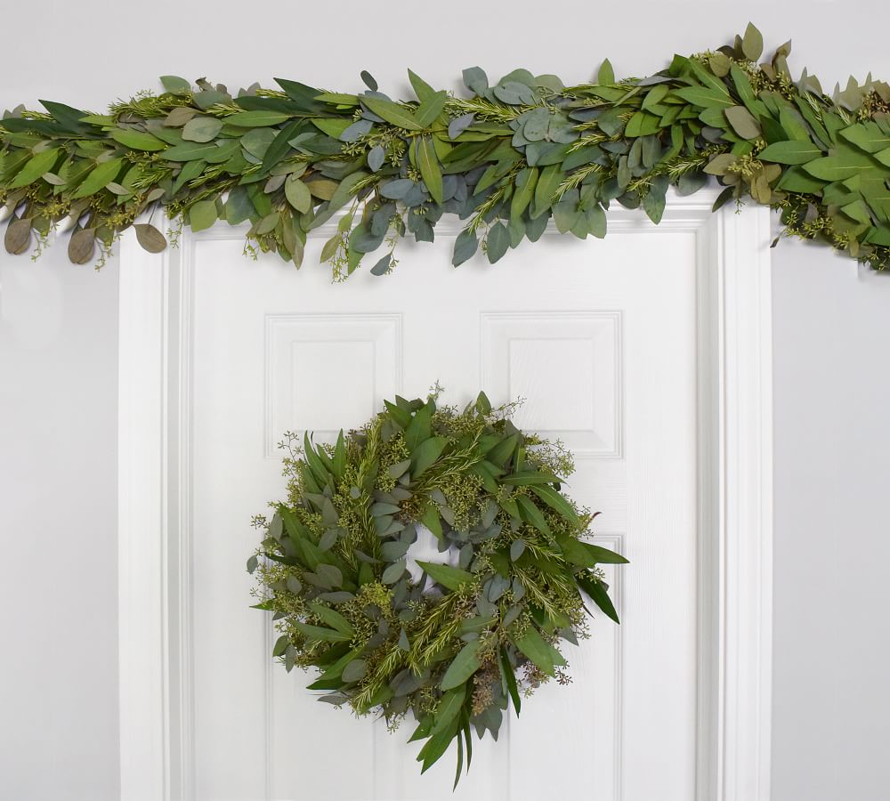 Fresh Bay Leaf Eucalyptus And Rosemary Garland Pottery Barn