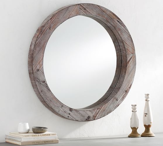 Natural Driftwood Wall Mirror Round, Driftwood Framed Round Mirror