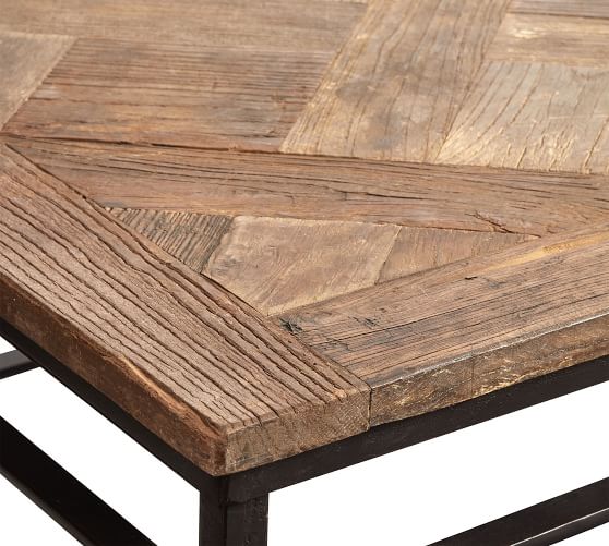 Parquet 54 Rectangular Reclaimed Wood, Wooden Repurposed Coffee Table