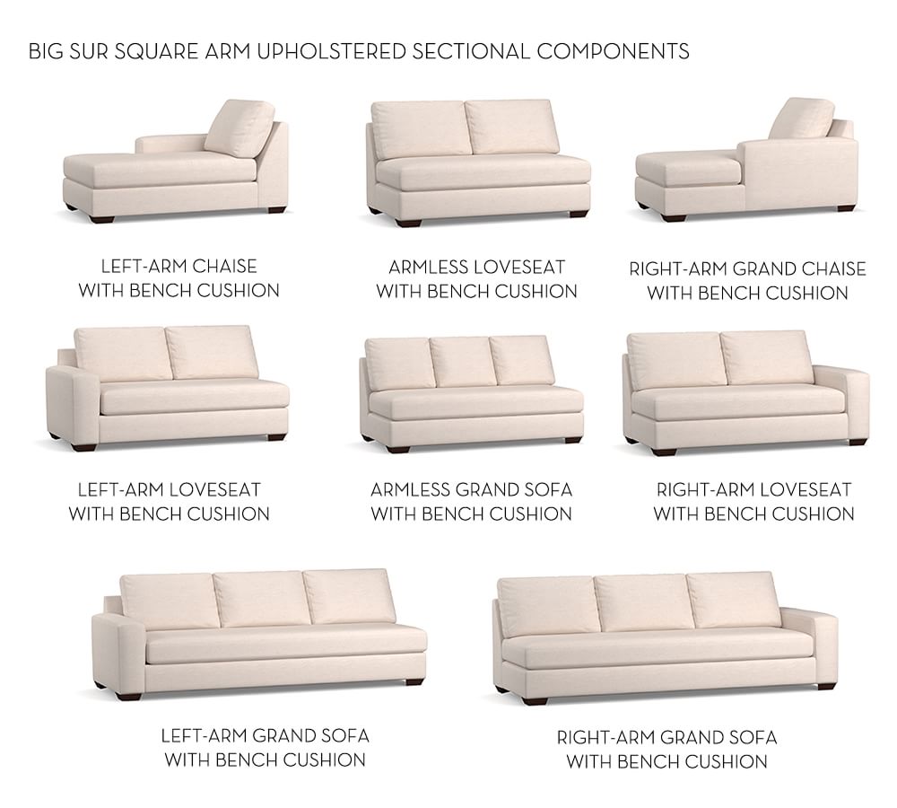 Build Your Own Big Sur Square Arm Upholstered Sectional Pottery Barn